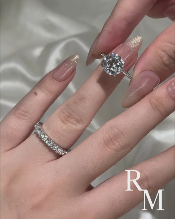 Moissanite 4.0Ct Round Cut White Gold Bridal Ring Set