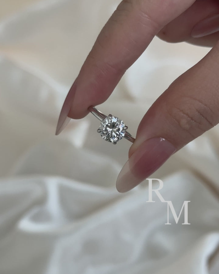 Rodiffy Moissanite 2.0~4.0 Ct Round Cut White Gold Promise Ring