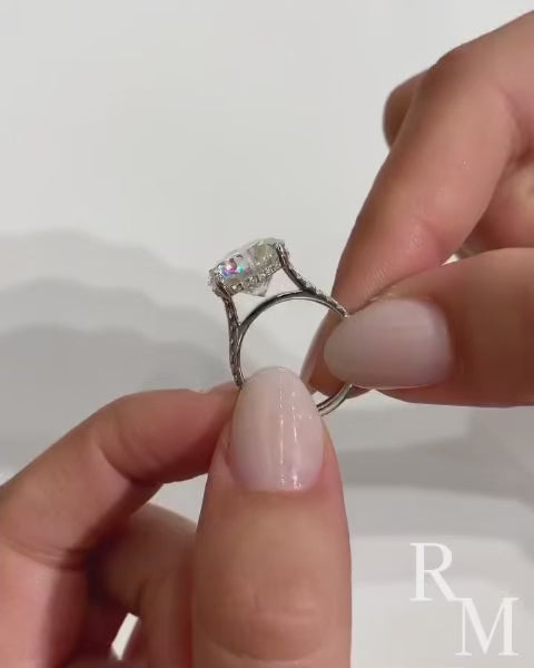 Moissanite 3.0Ct～4.0 Ct Round White Gold Pave Engagement Ring