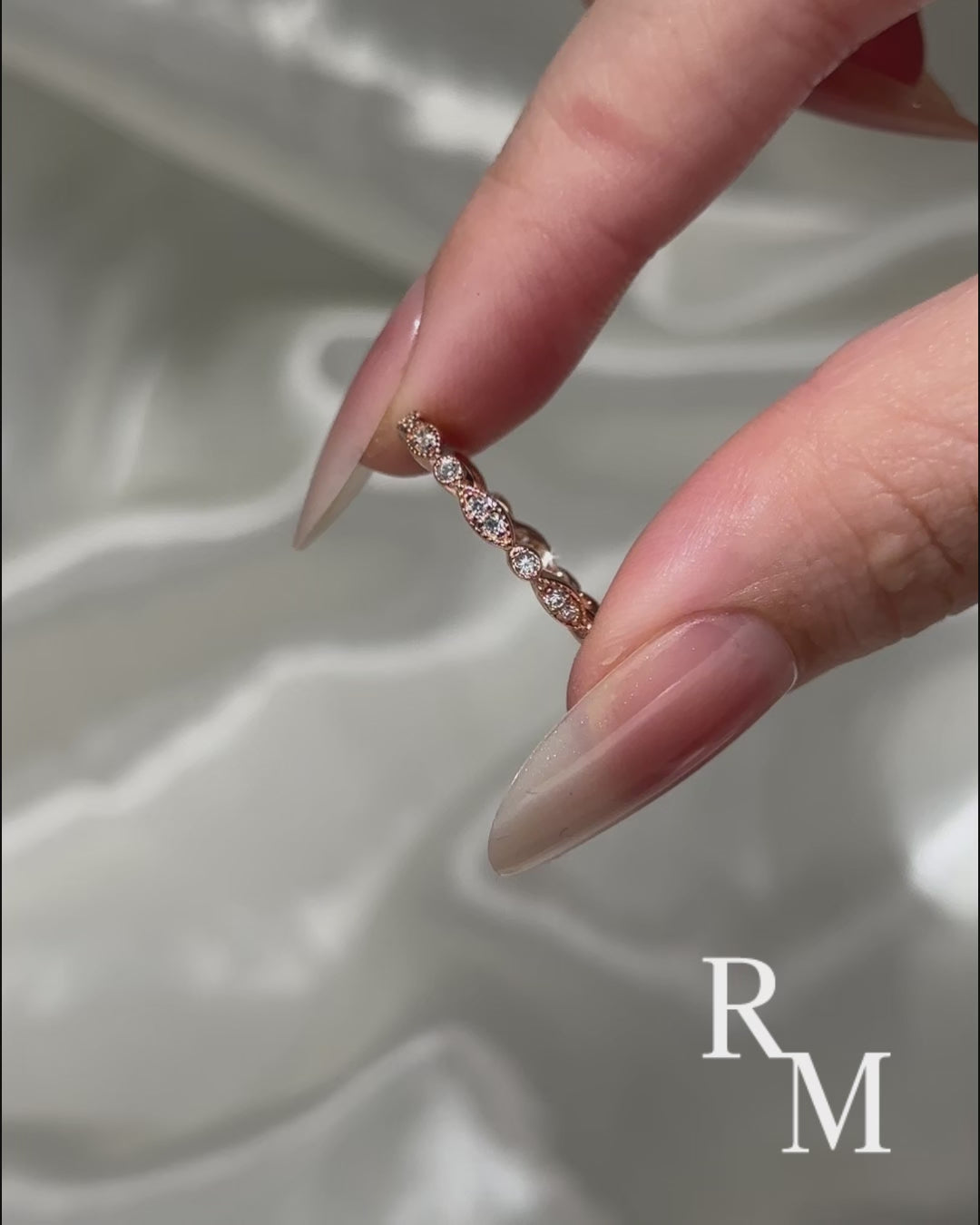 Moissanite 0.3Ct Rose Gold Pavé Eternity Wedding Ring