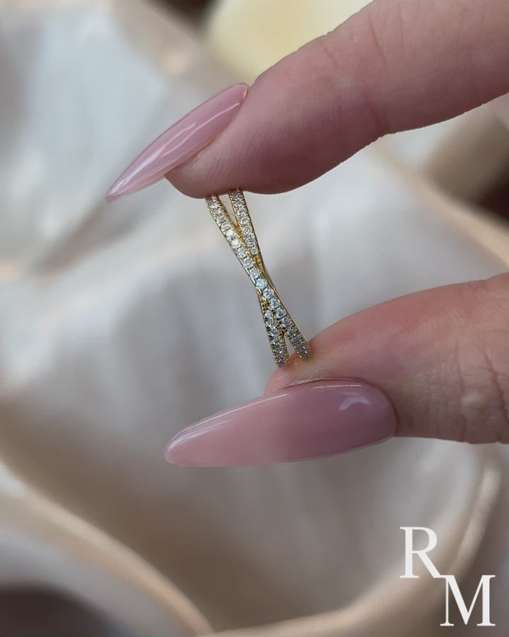 Rodiffy Moissanite 2.0 Ct  X Criss Cross Wedding Band For Women