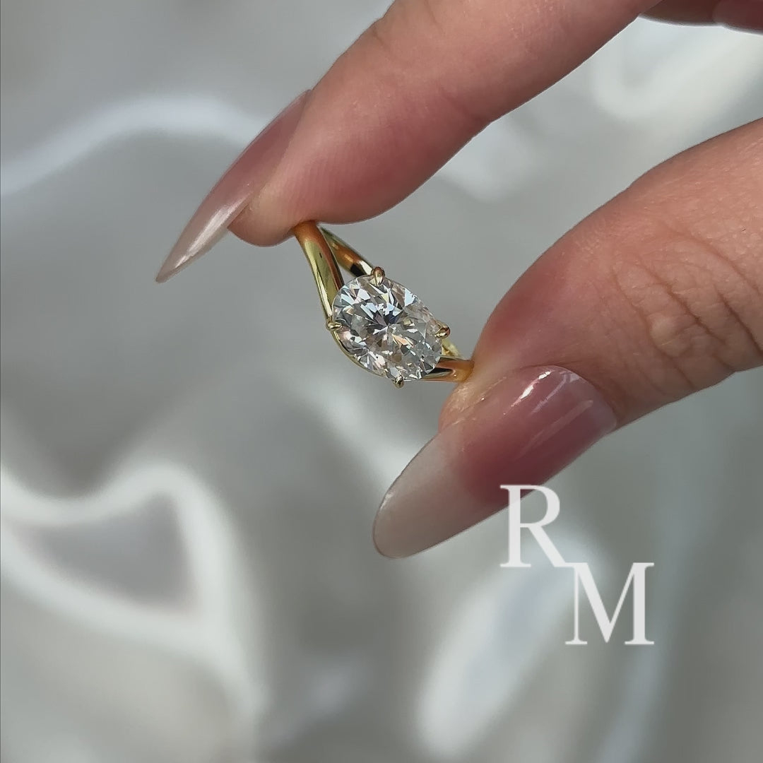 S925 Moissanite 2.5Ct Oval Cut Solitaire Ring 18K Gold Plated Promise Ring Everyday Wear Ring