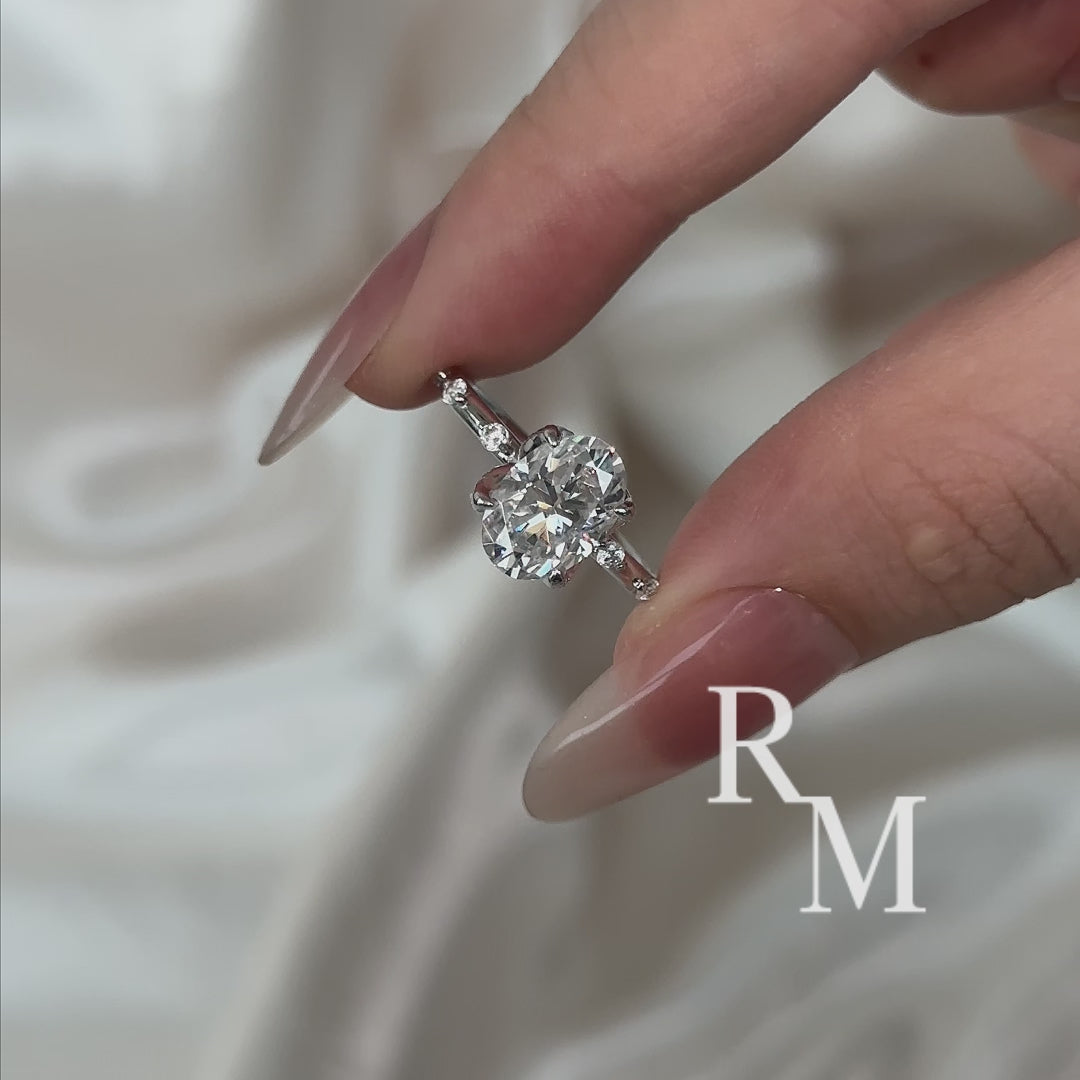 Moissanite 2.5Ct Oval Cut White Gold Engagement Ring