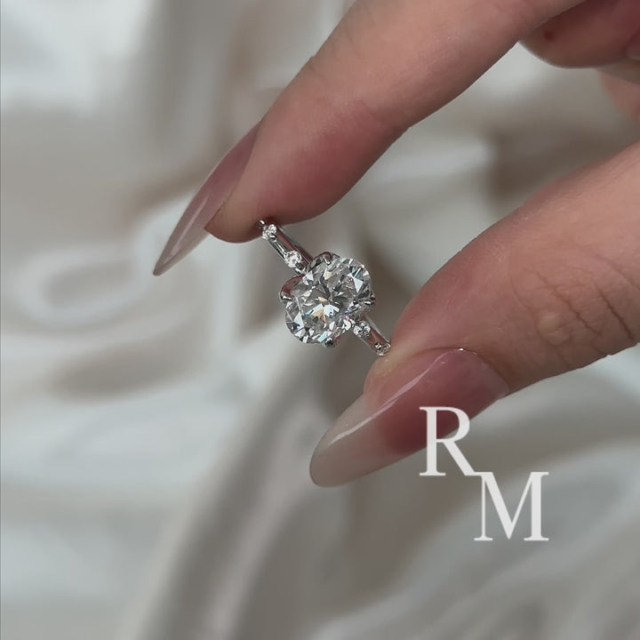 Moissanite 2.5Ct Oval Cut White Gold Engagement Ring
