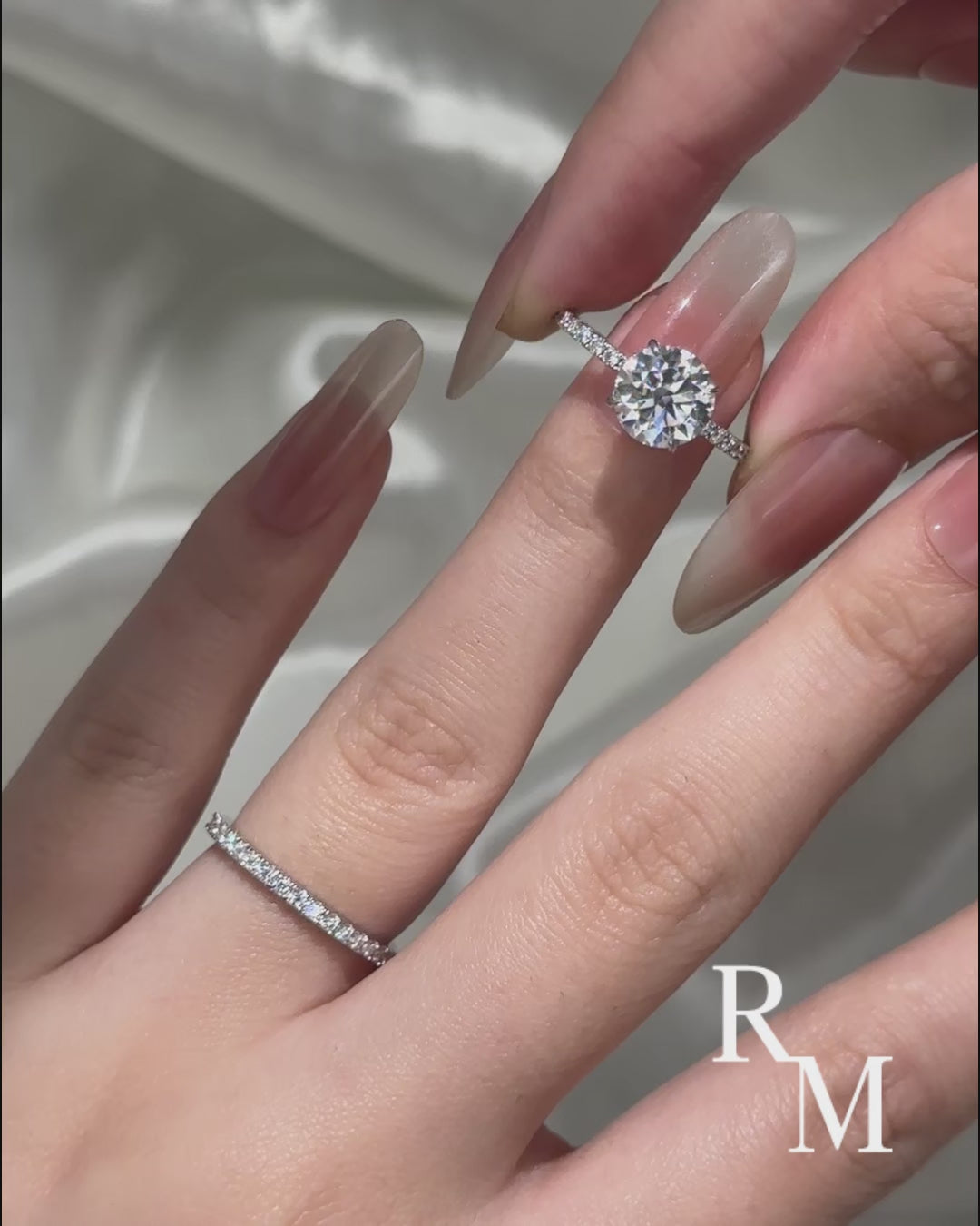 Moissanite 2.0Ct Round Cut White Gold Bridal Wedding Ring Set