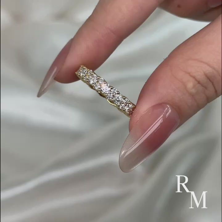 Rodiffy Moissanite 2.5 Ct Yellow Gold Round Cut Full Wedding Band for Women