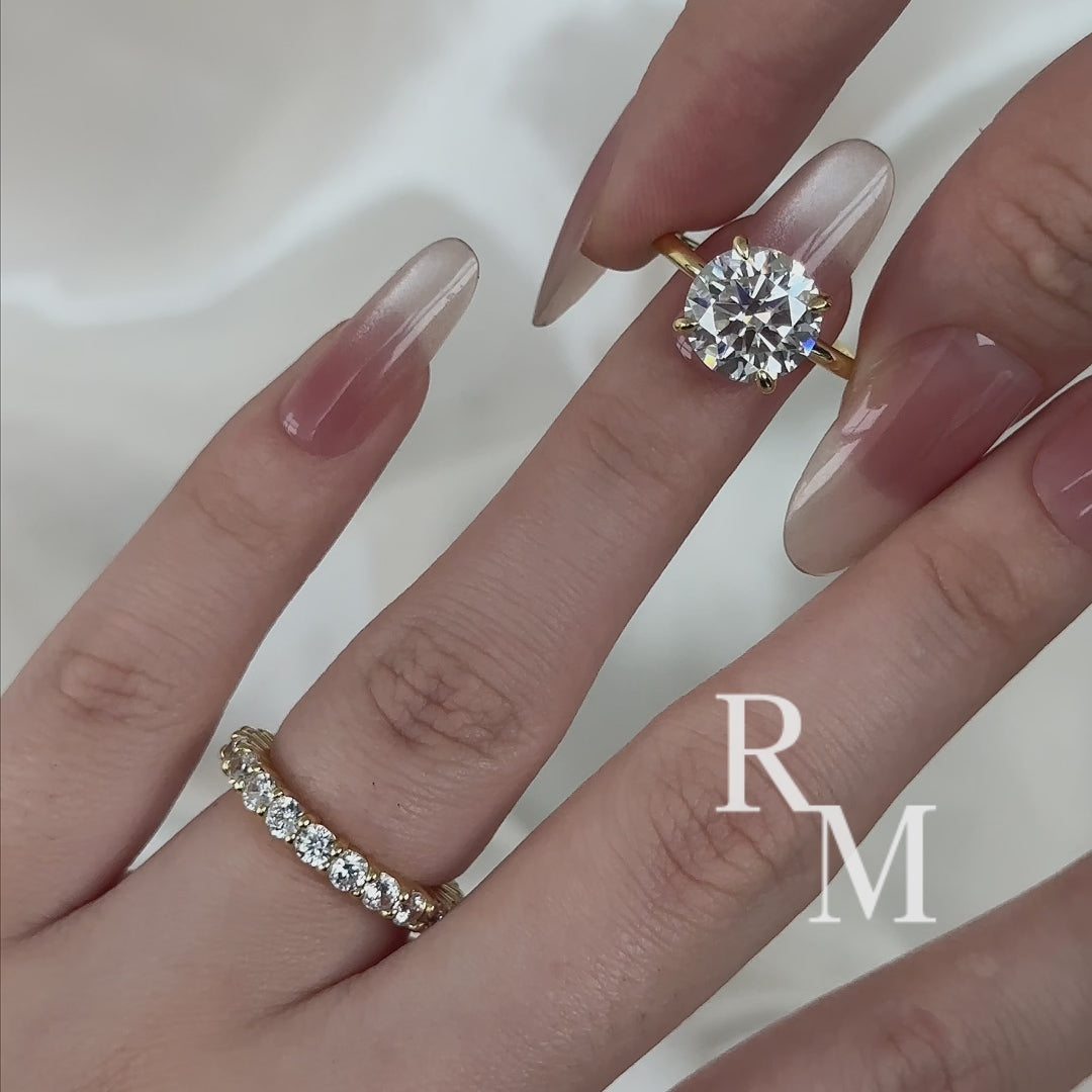 Moissanite S925 2.0Ct/4.0Ct Round Cut White Gold/Yellow Gold Wedding Ring Set