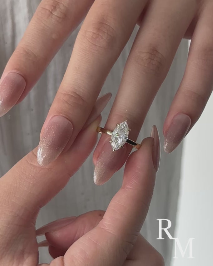 Moissanite 2.0Ct Secret Halo Marquise Cut Engagement Ring Travel Ring In Sterling Silver