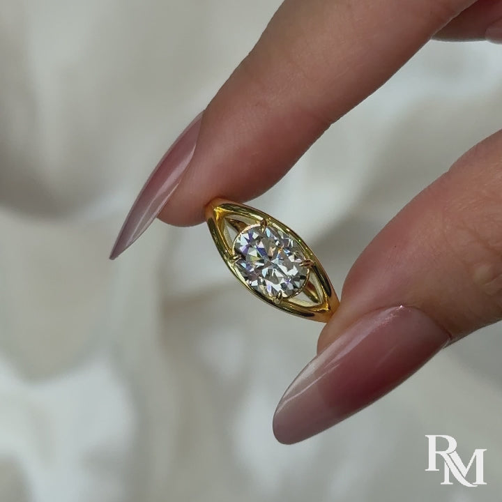 S925 Moissanite 2.0Ct Oval Cut Open Split Shank Travel Ring Everyday Wearable Ring For Her