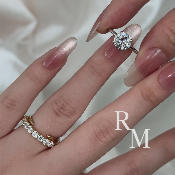 Moissanite 2.0 Ct Solitaire Round Cut Two-Tone Open Wedding Ring Set