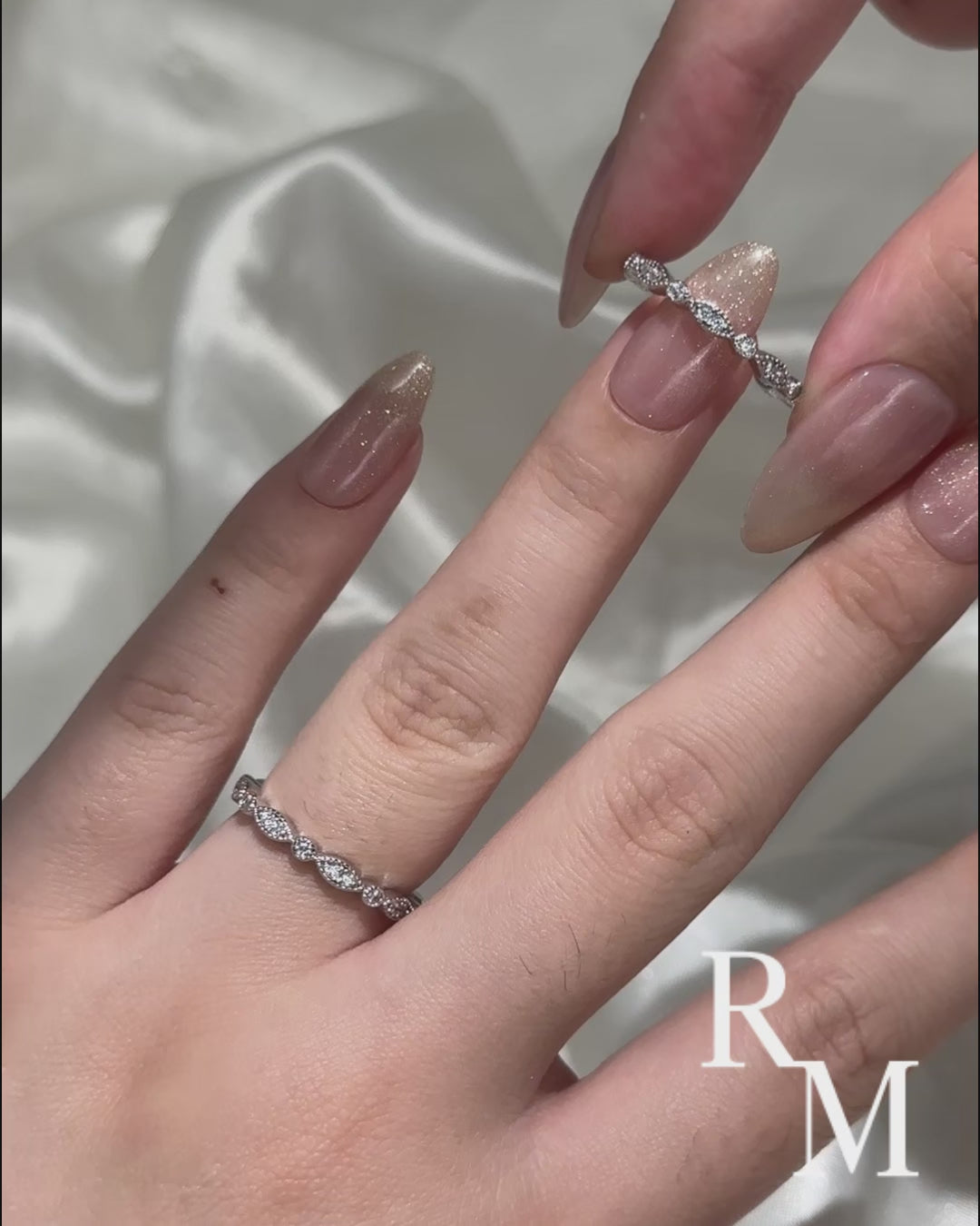 0.6Ct Moissanite with Matching Pave Eternity Band in White Gold