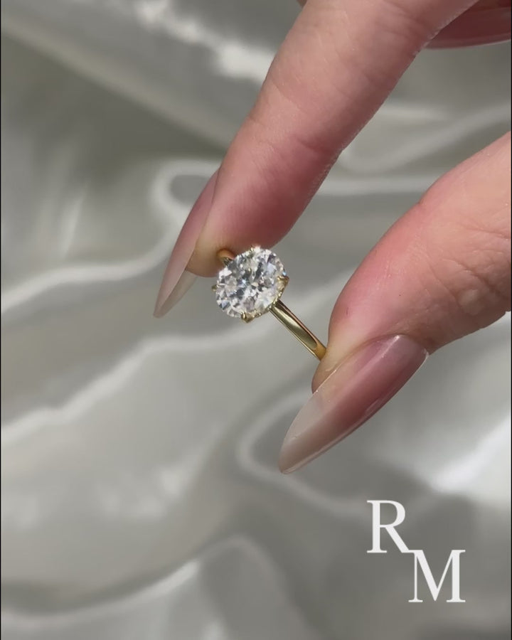 Rodiffy Moissanite 2.0 Ct Solitaire Oval Cut Yellow Gold Promise Ring