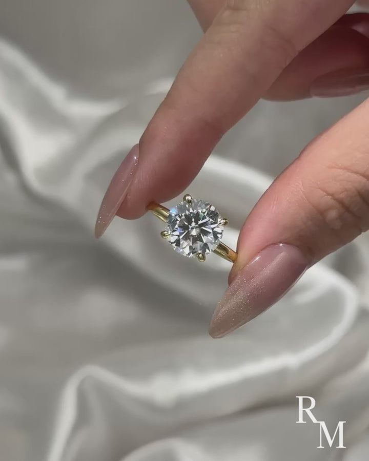 Moissanite 4.0 Ct Solitaire Round Cut Yellow Gold Promise Ring