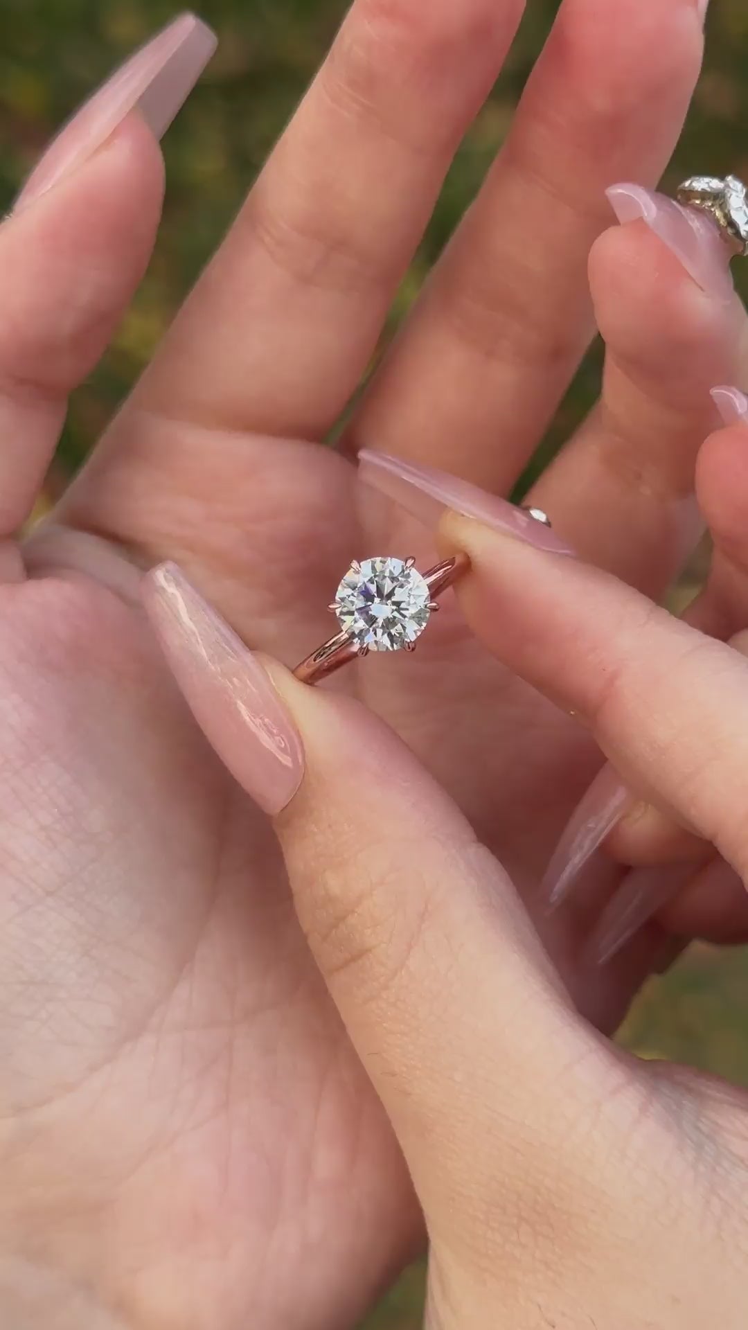 Rodiffy Moissanite 2.0 Ct Round Cut 6 Prong Rose Gold Engagement Ring