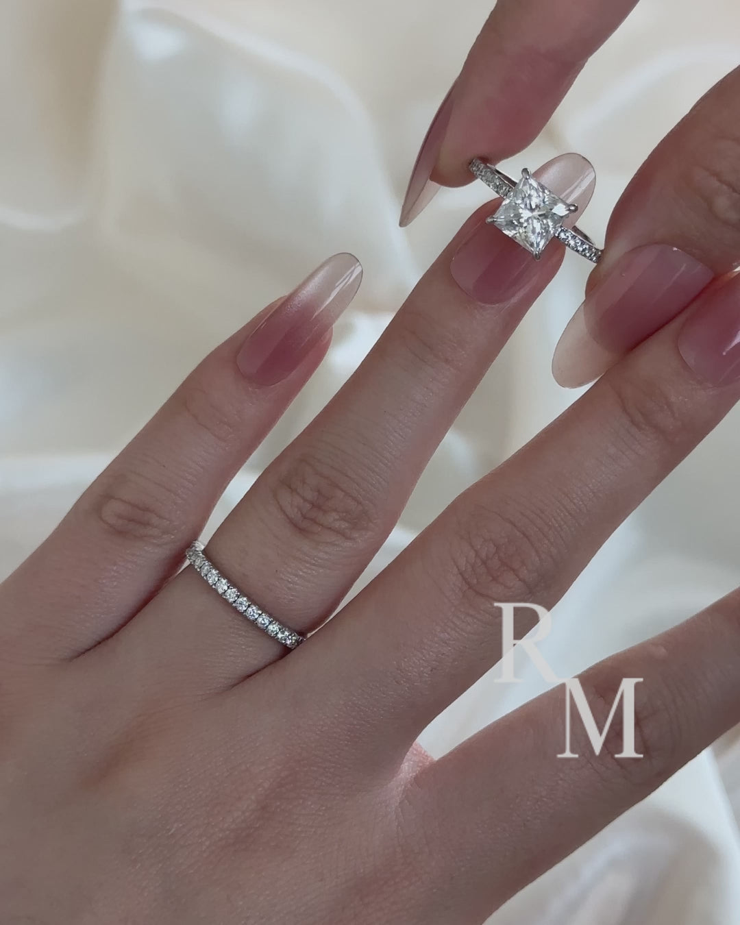 Rodiffy Moissanite 2.0 Ct Princess Cut Wedding Ring Set For Women