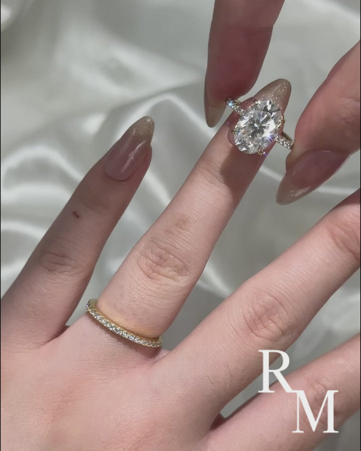 Rodiffy Moissanite 4.0 Ct ～ 5.5 Ct Oval Cut Yellow Gold/White Gold Wedding Ring For Women