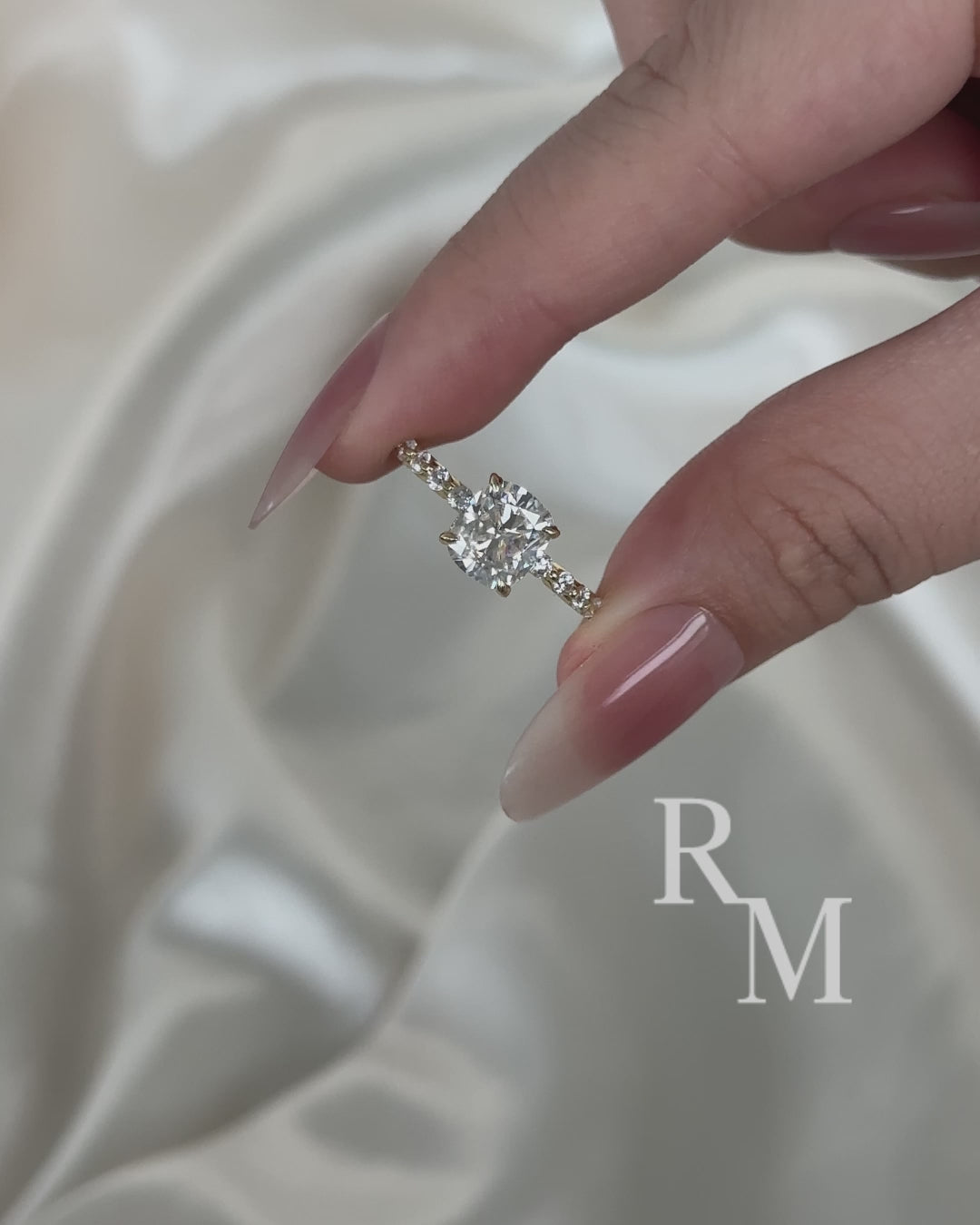 Rodiffy Moissanite 2.0 Ct Yellow Gold Cushion Cut Bridal Ring