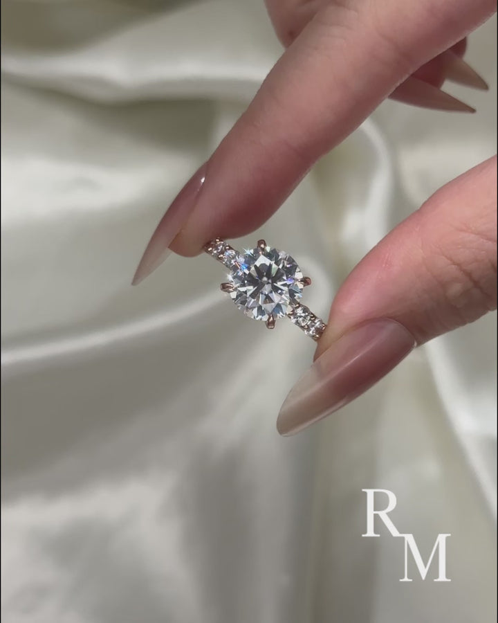 Rodiffy Moissanite 4.0 Ct Round Rose Gold Engagement Ring