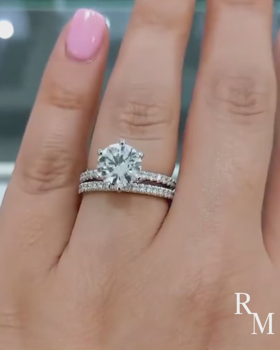 Moissanite 3.0Ct Round Cut White Gold Bridal Wedding Ring Set