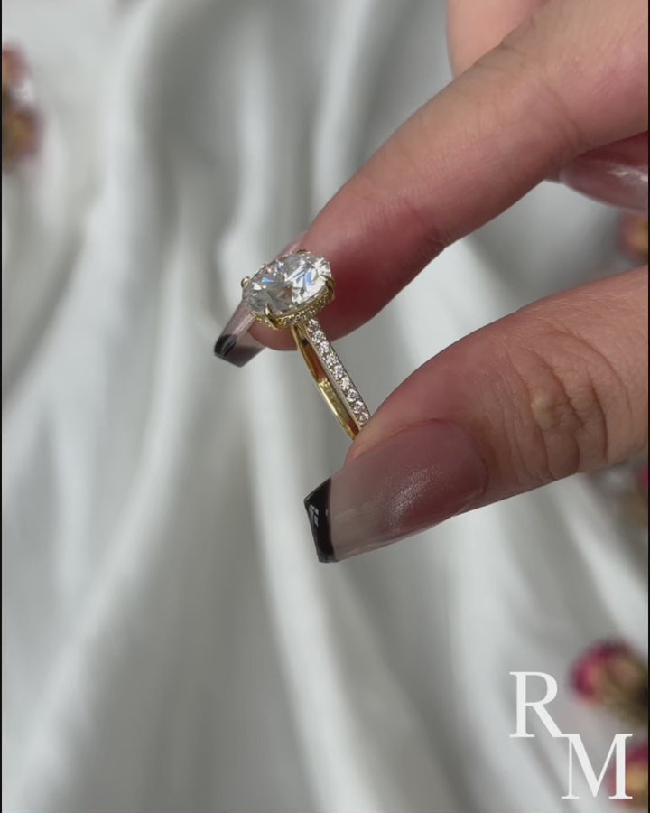 Rodiffy Moissanite 4.0 Ct Round Yellow Gold Engagement Ring