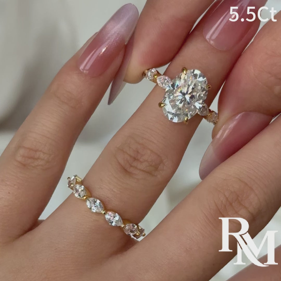 Moissanite 3PC 5.5CT Oval Cut Nature-Inspired Floral Stackable Statement Ring Sets For Travel