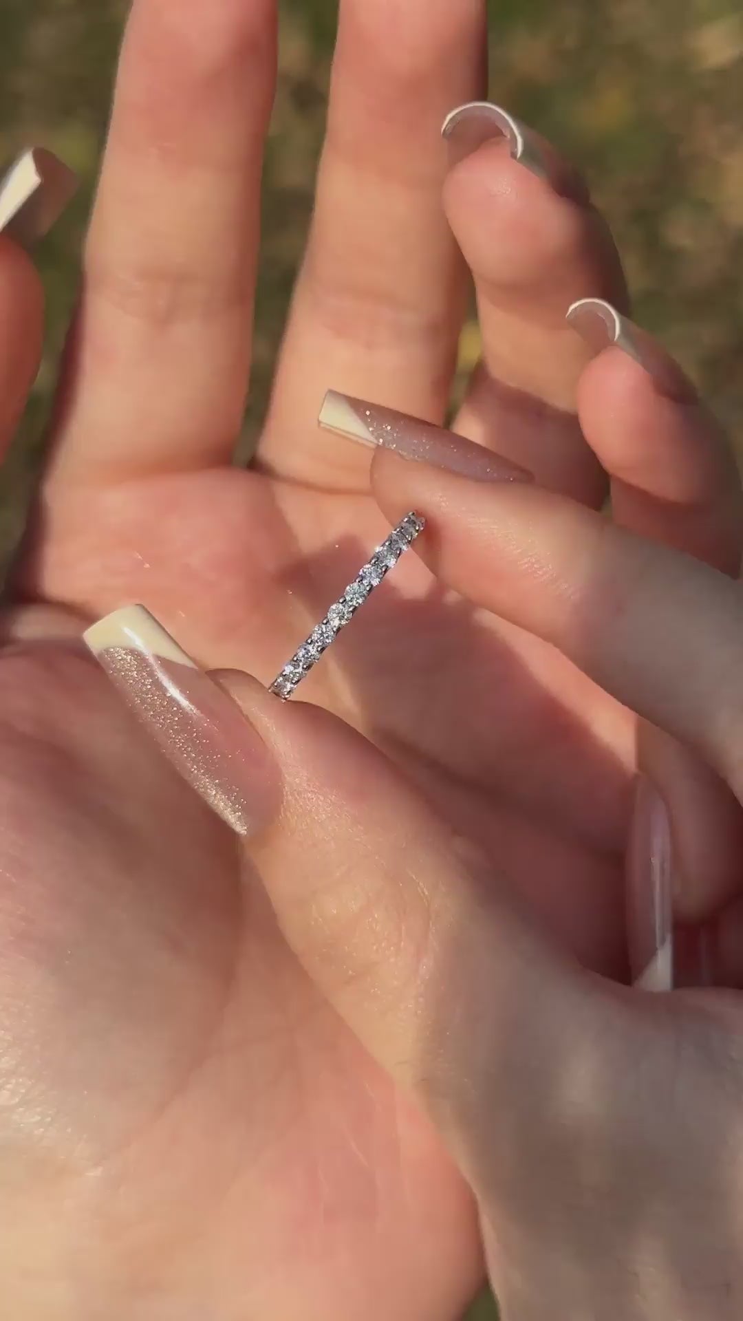 Rodiffy Moissanite 0.6 Ct White Gold Round Cut Eternity Wedding Band