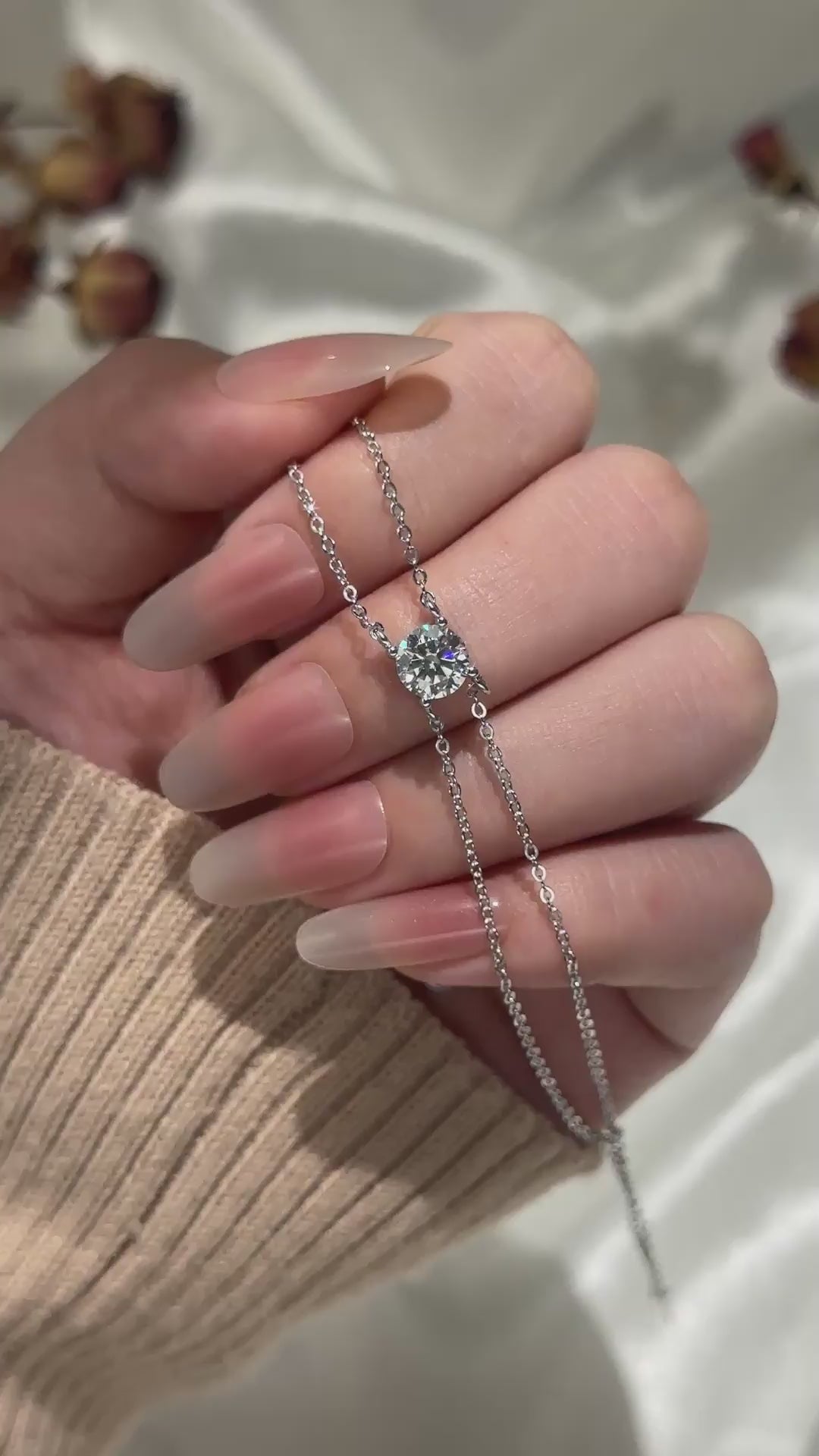 Rodiffy Moissanite 1.0 Ct 4 Prongs Round Cut Bracelet