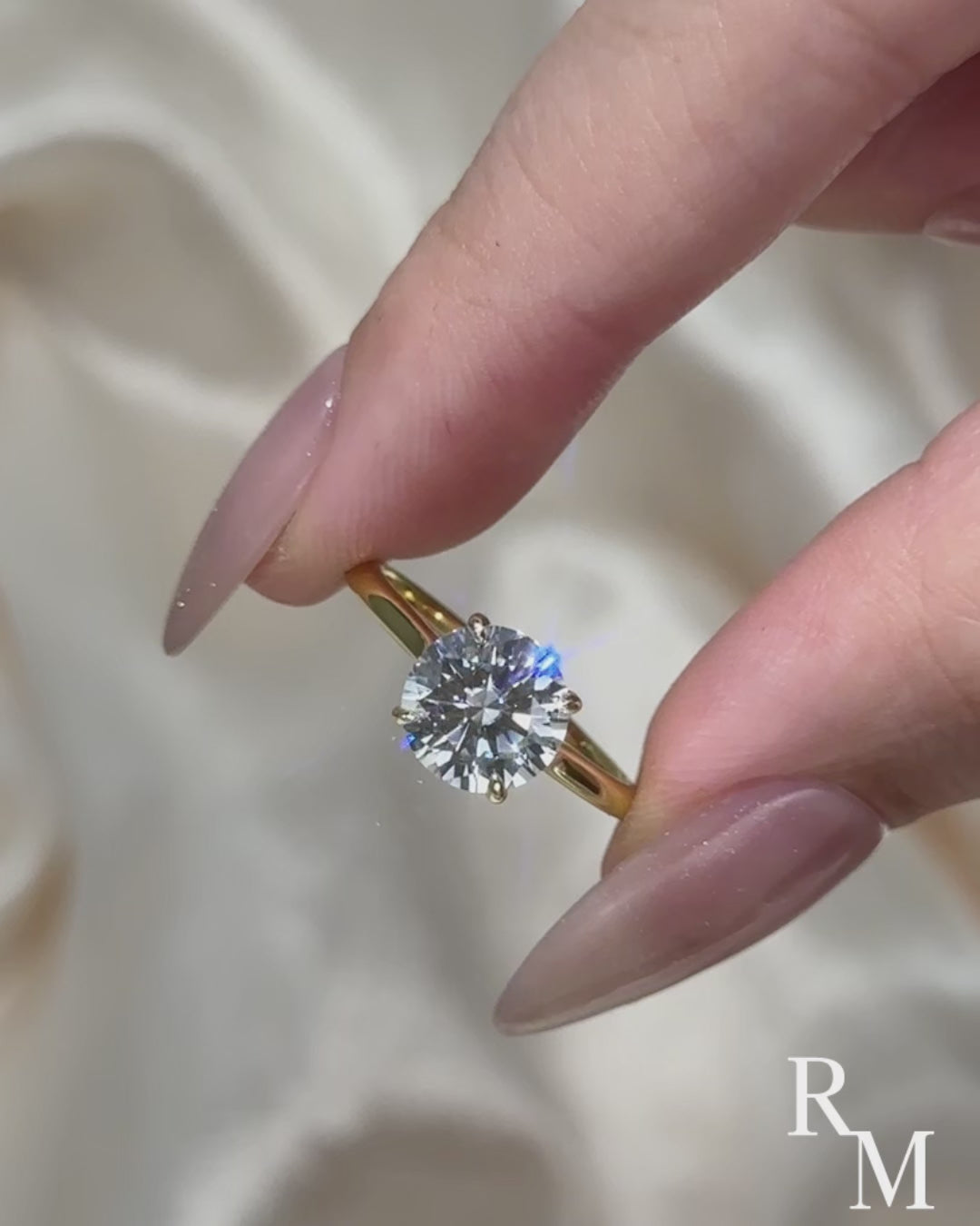 Moissanite 2.0Ct Round Cut Cathedral Setting Yellow Gold Engagement Ring In Sterling Silver