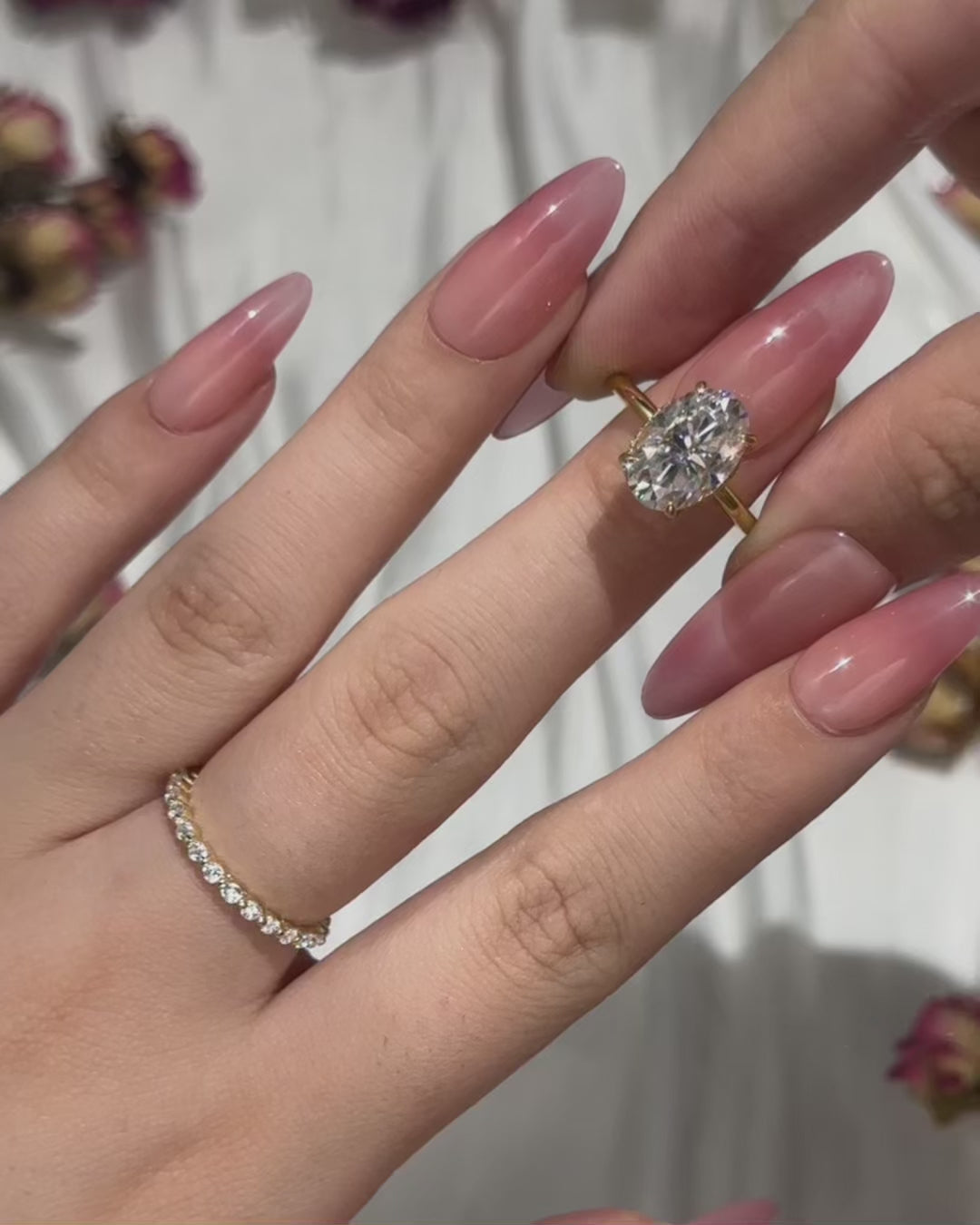 Moissanite Solitaire 4.0Ct Oval Cut  Yellow Gold Women's Wedding Ring Set
