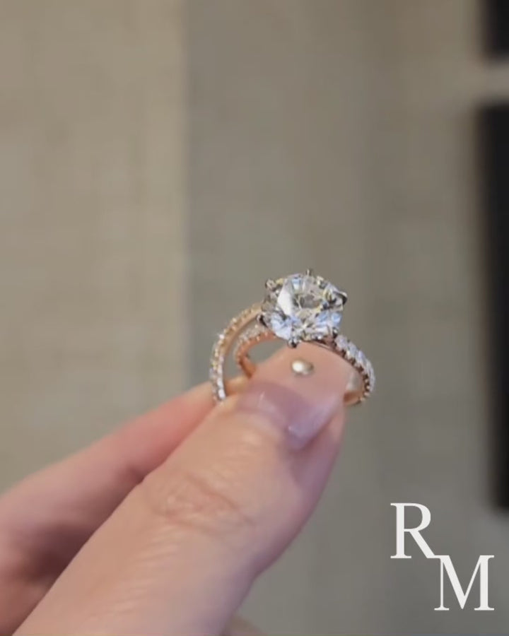 Rodiffy Moissanite 2.0 Ct ～4.0 Ct Round Cut 6 Prong Promise Rings For Women