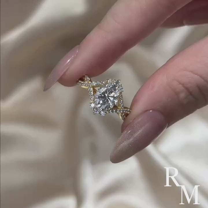 Moissanite 2.0Ct Oval Cut Engagement Ring Travel Ring In Sterling Silver