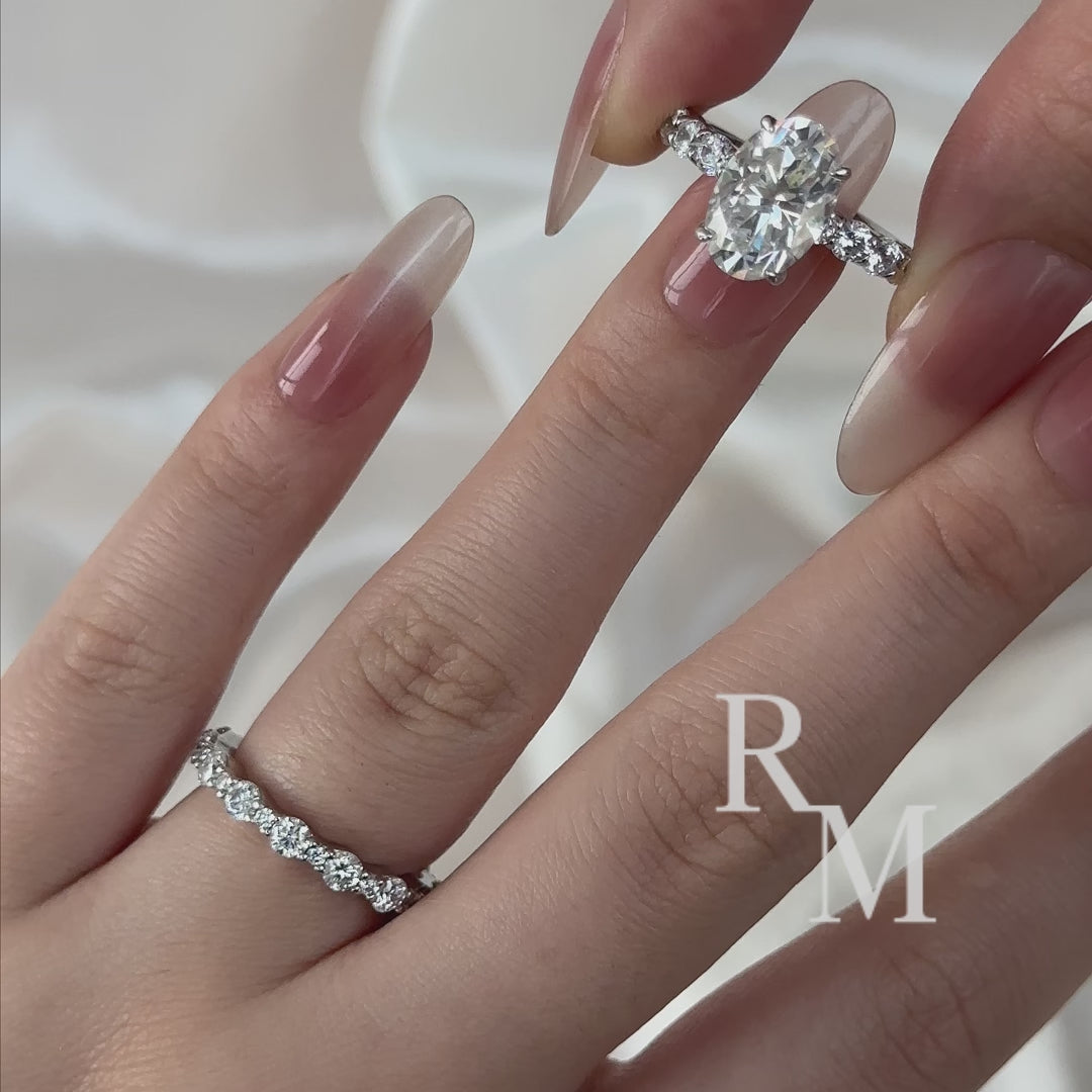 Rodiffy Moissanite 4.0Ct Oval Cut Engagement Ring With Round Cut/Asscher Cut Wedding Band Wedding Ring Set
