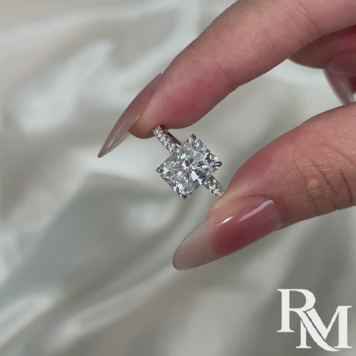 Rodiffy Moissanite 1.0 Ct~4.0 Ct Radiant Cut White Gold Engagement Ring For Women