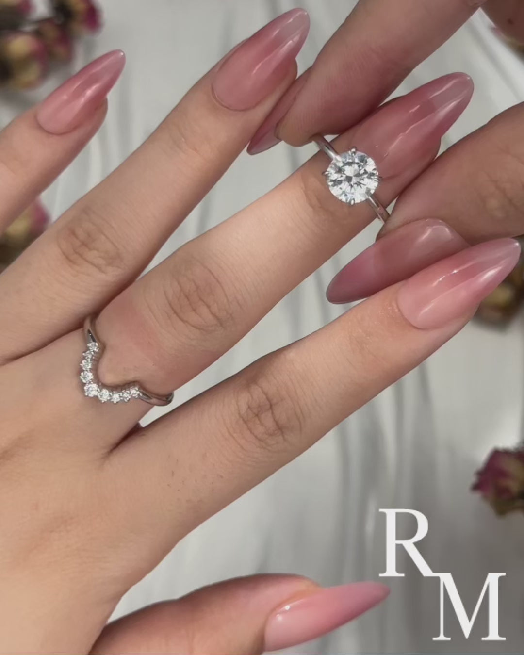 Moissanite 2.0Ct Solitaire Round Cut White Gold Wedding Ring Set