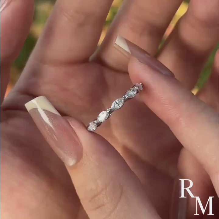 White Gold East West Marquise Moissanite Diamond Eternity Ring