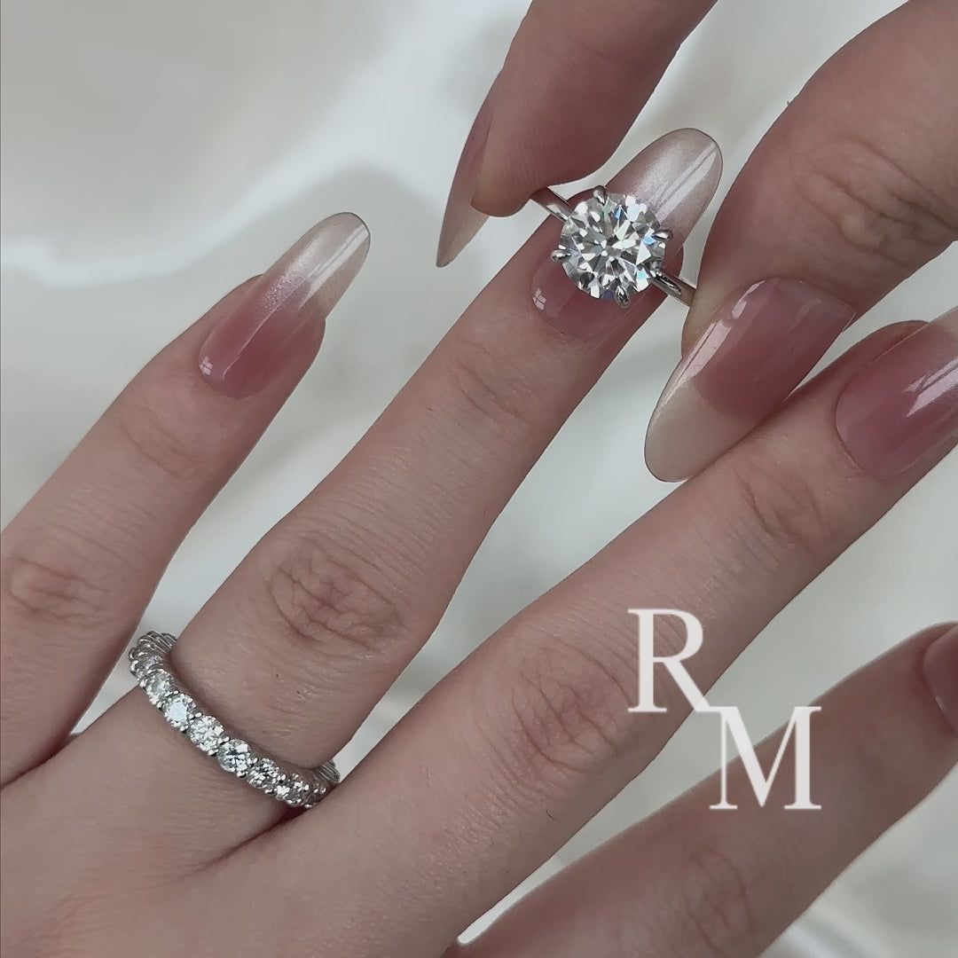 Rodiffy Moissanite S925 3.0Ct Round Cut 2PC Engagement Ring Set Stackable Ring Set For Women