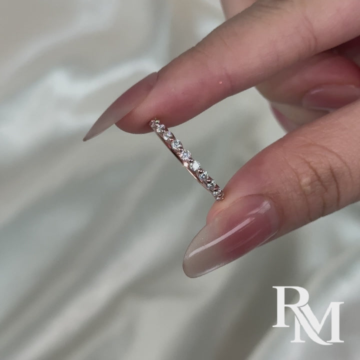 S925 Moissanite 0.4 Ct Rose Gold Half Eternity Thin Women's Wedding Band