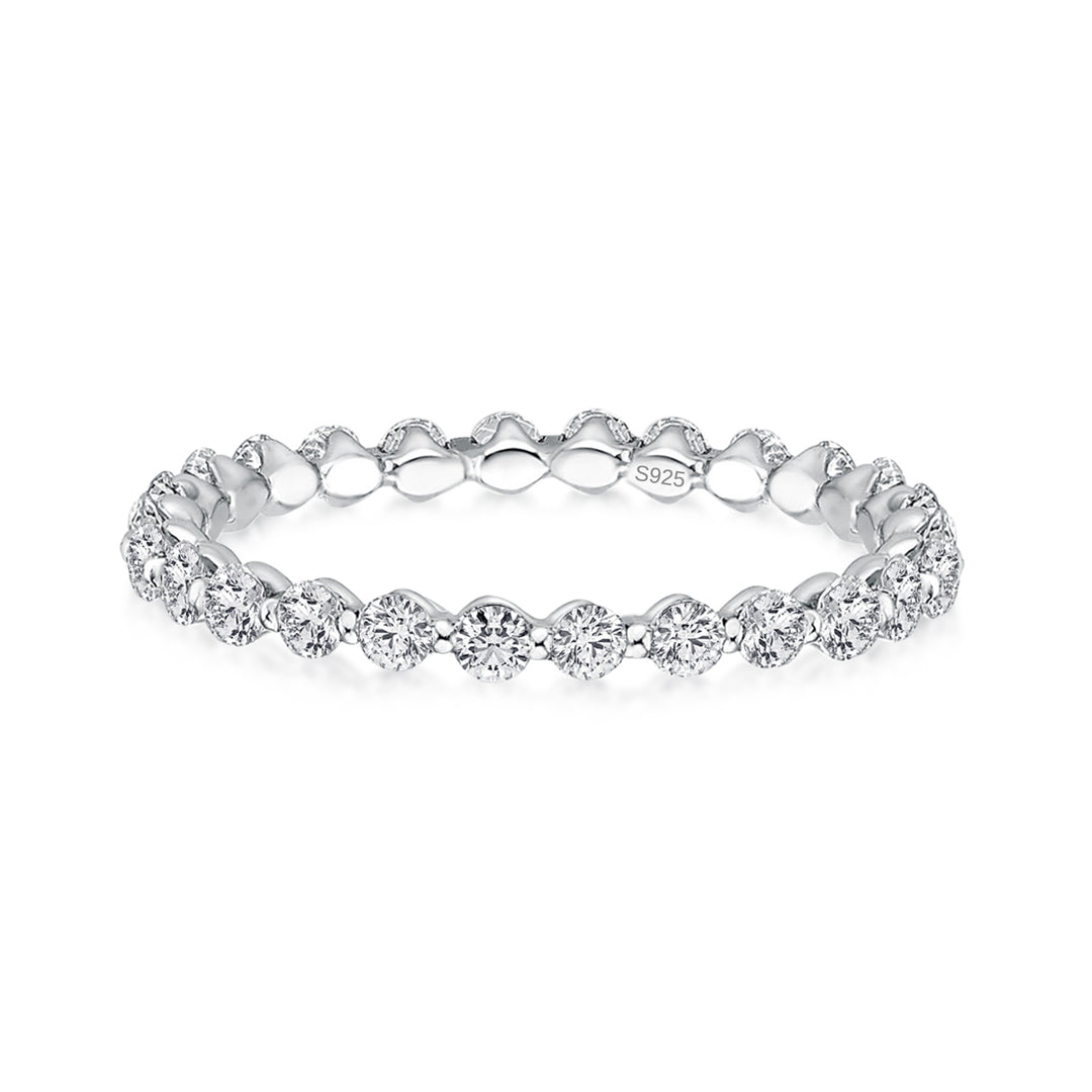 Rodiffy Moissanite 1.0 Ct White Gold Round Cut Full Eternity Wedding Band
