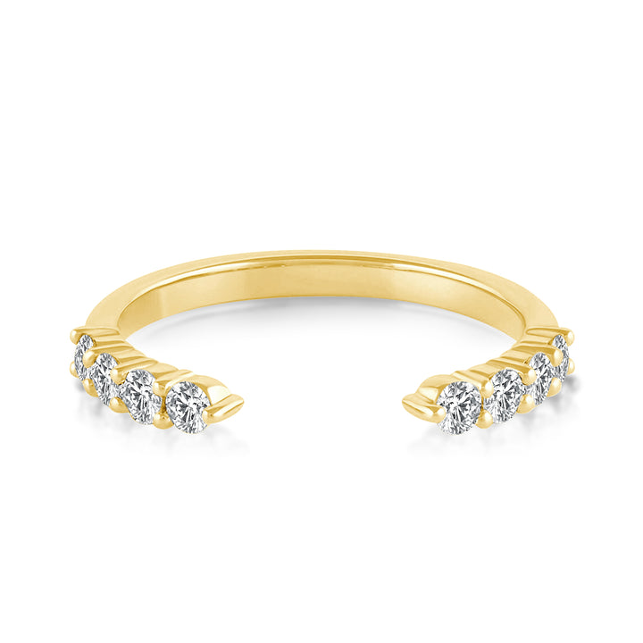 Rodiffy 0.2Ct Round Cut Yellow Gold Open Moissanite Diamond Wedding Band